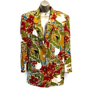 Vintage Floral Print Blazer Size Large